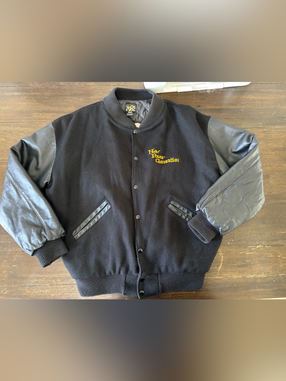 Vintage 90s Prince New Power Generation Size Large Black Varsity Jacket RARE